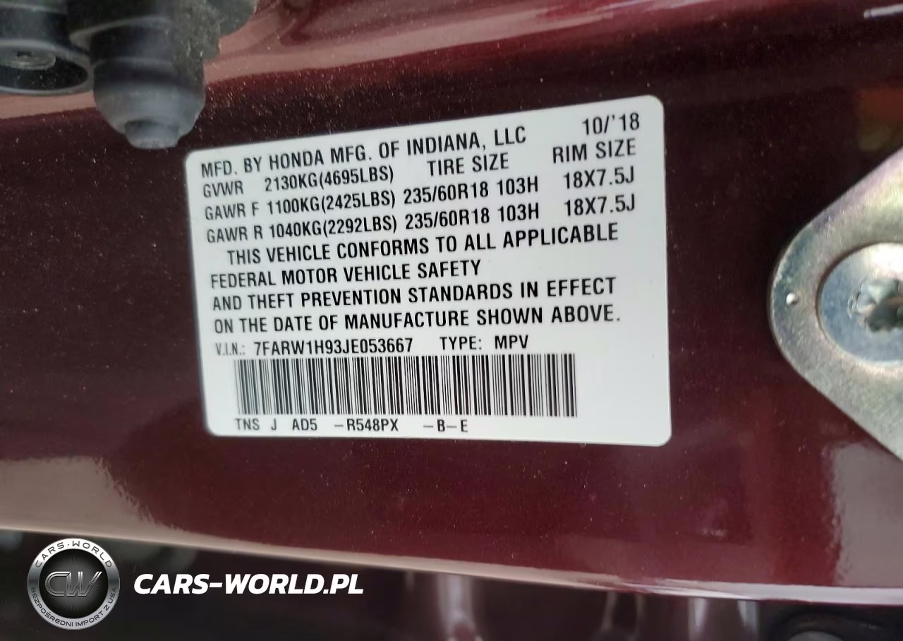 2018 Honda Cr-V Touring VIN:7FARW1H93JE053667 - 14