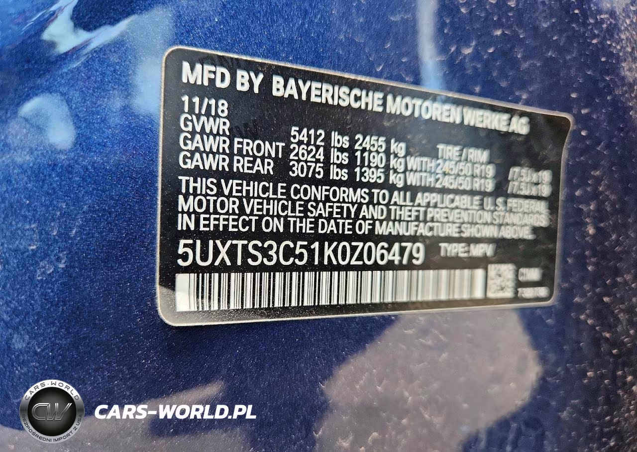 2019 BMW X3 xDrivem40I VIN:5UXTS3C51K0Z06479 - 13