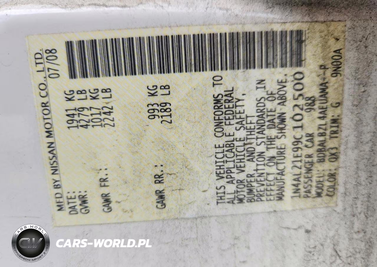 2009 Nissan Altima 2.5 VIN:1N4AL21E99C102500 - 12