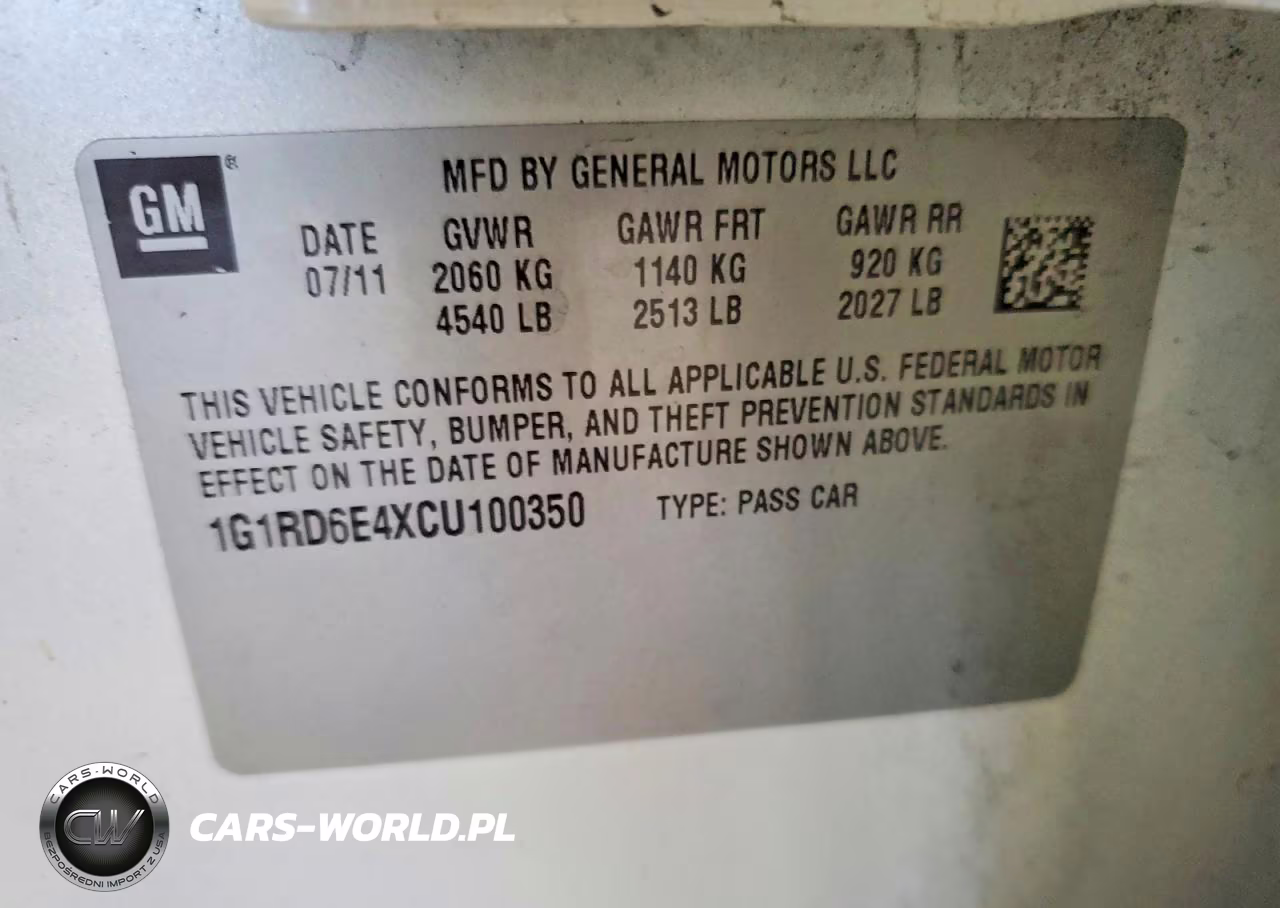 2012 Chevrolet Volt VIN:1G1RD6E4XCU100350 - 12