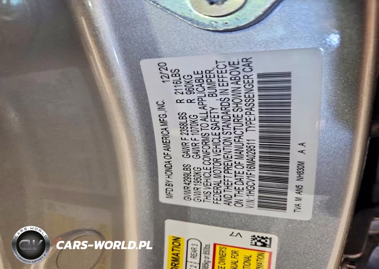 2021 Honda Accord Lx VIN:1HGCV1F16MA029511 - 13