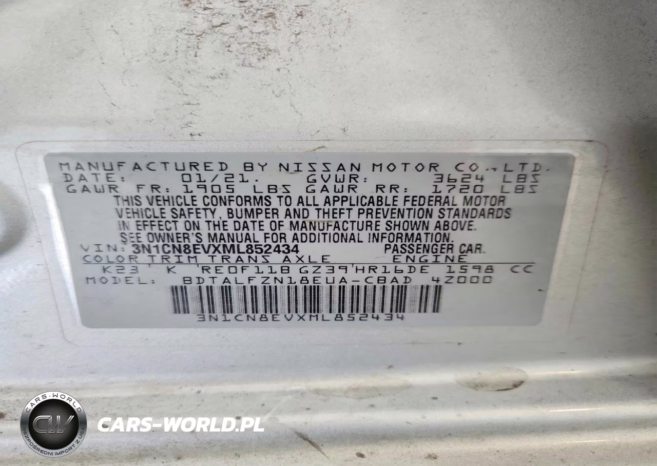 2021 Nissan Versa Sv VIN:3N1CN8EVXML852434 - 12