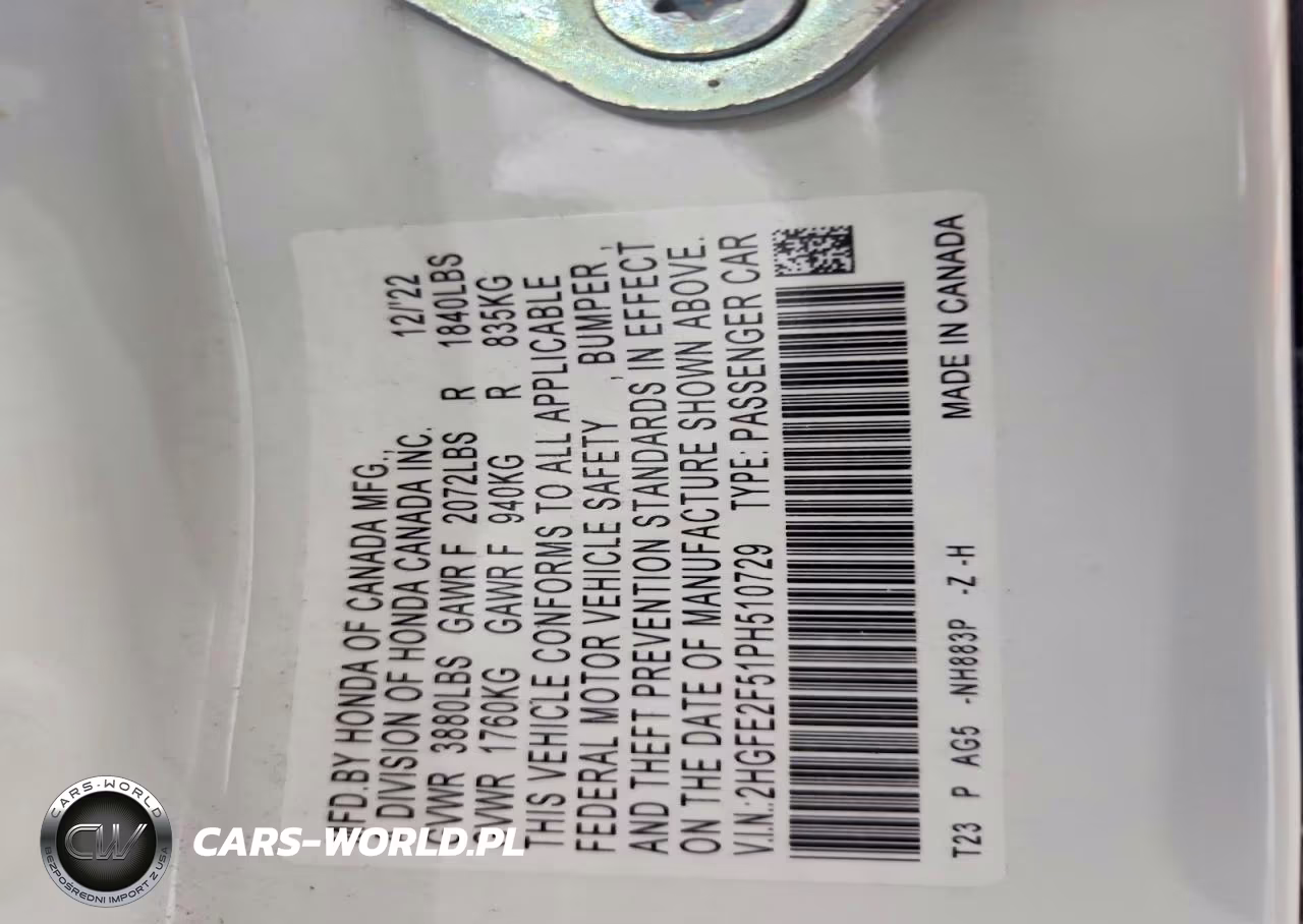 2023 Honda Civic Sport VIN:2HGFE2F51PH510729 - 12