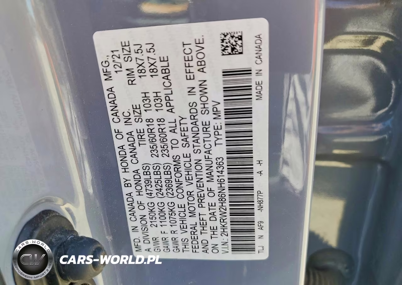2022 Honda Crv VIN:2HKRW2H86NH614363 - 12