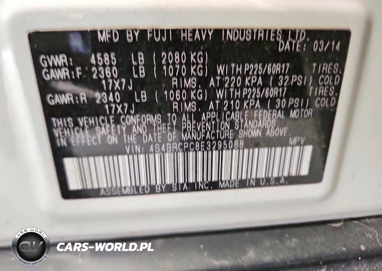 2014 Subaru Outback 2.5I Limited VIN:4S4BRCPC8E3295088 - 12