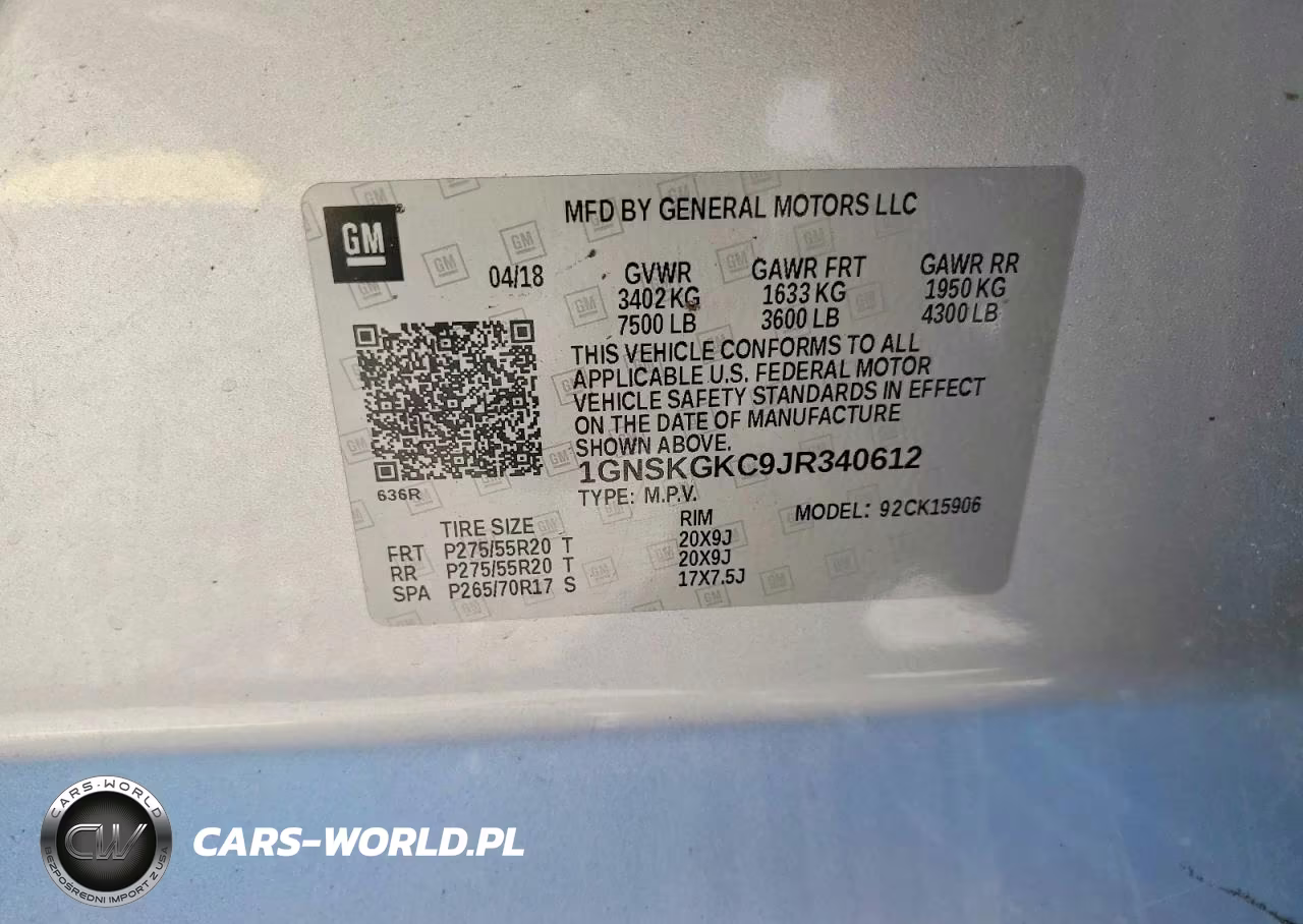 2018 Chevrolet Suburban K1500 Ls VIN:1GNSKGKC9JR340612 - 13