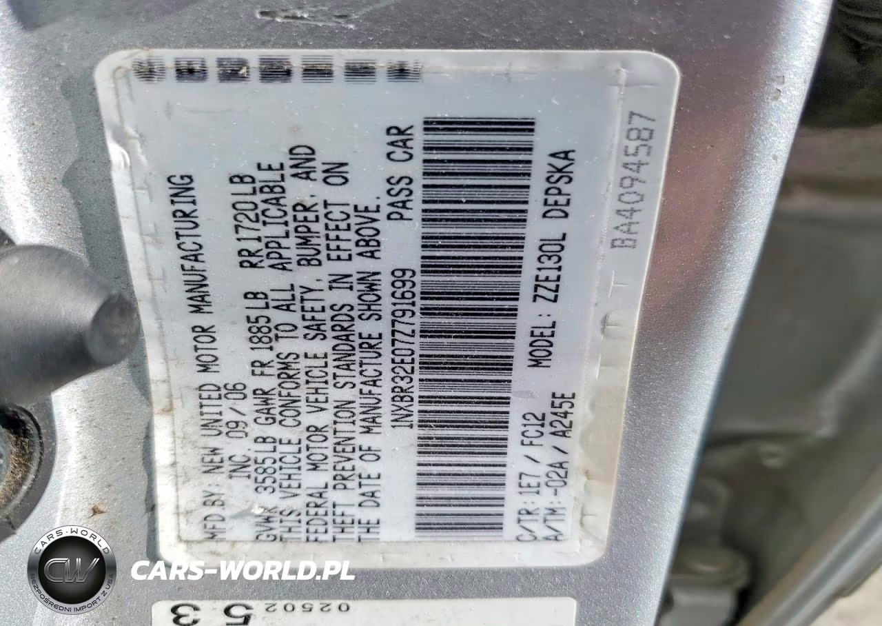 2007 Toyota Corolla S VIN:1NXBR32E07Z791699 - 12