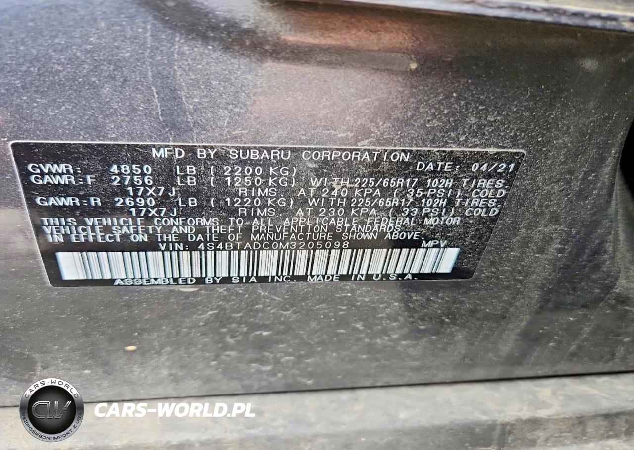 2021 Subaru Outback Premium VIN:4S4BTADC0M3205098 - 14
