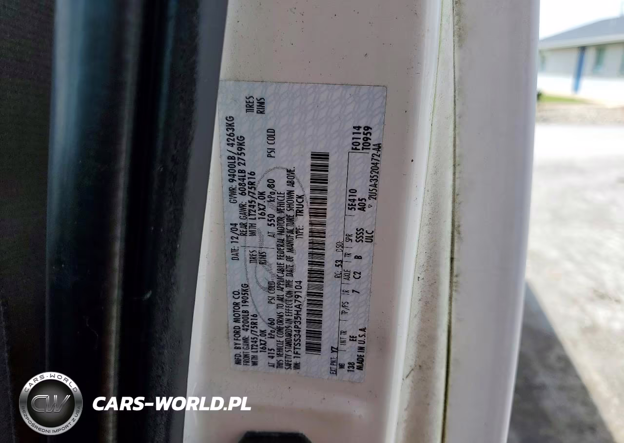 2005 Ford Econoline E350 Super Duty Van VIN:1FTSS34P35HA79104 - 12