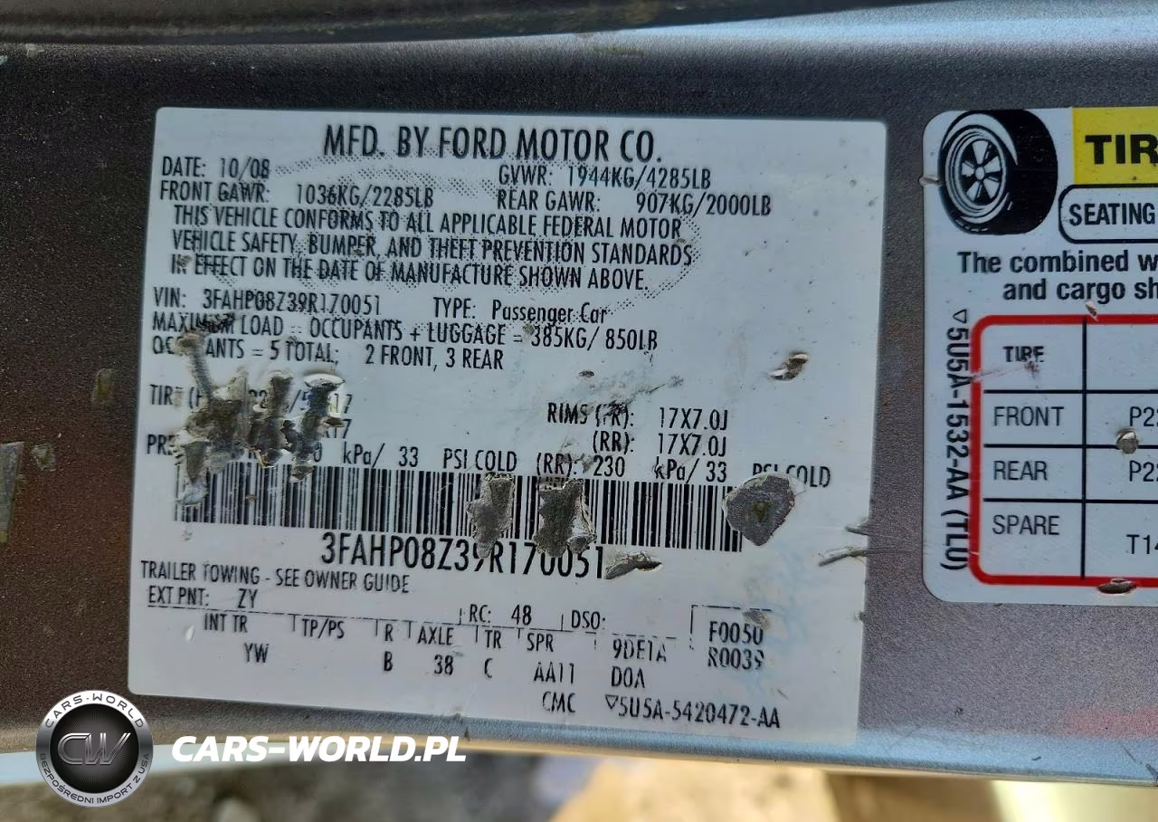 2009 Ford Fusion Sel VIN:3FAHP08Z39R170051 - 12