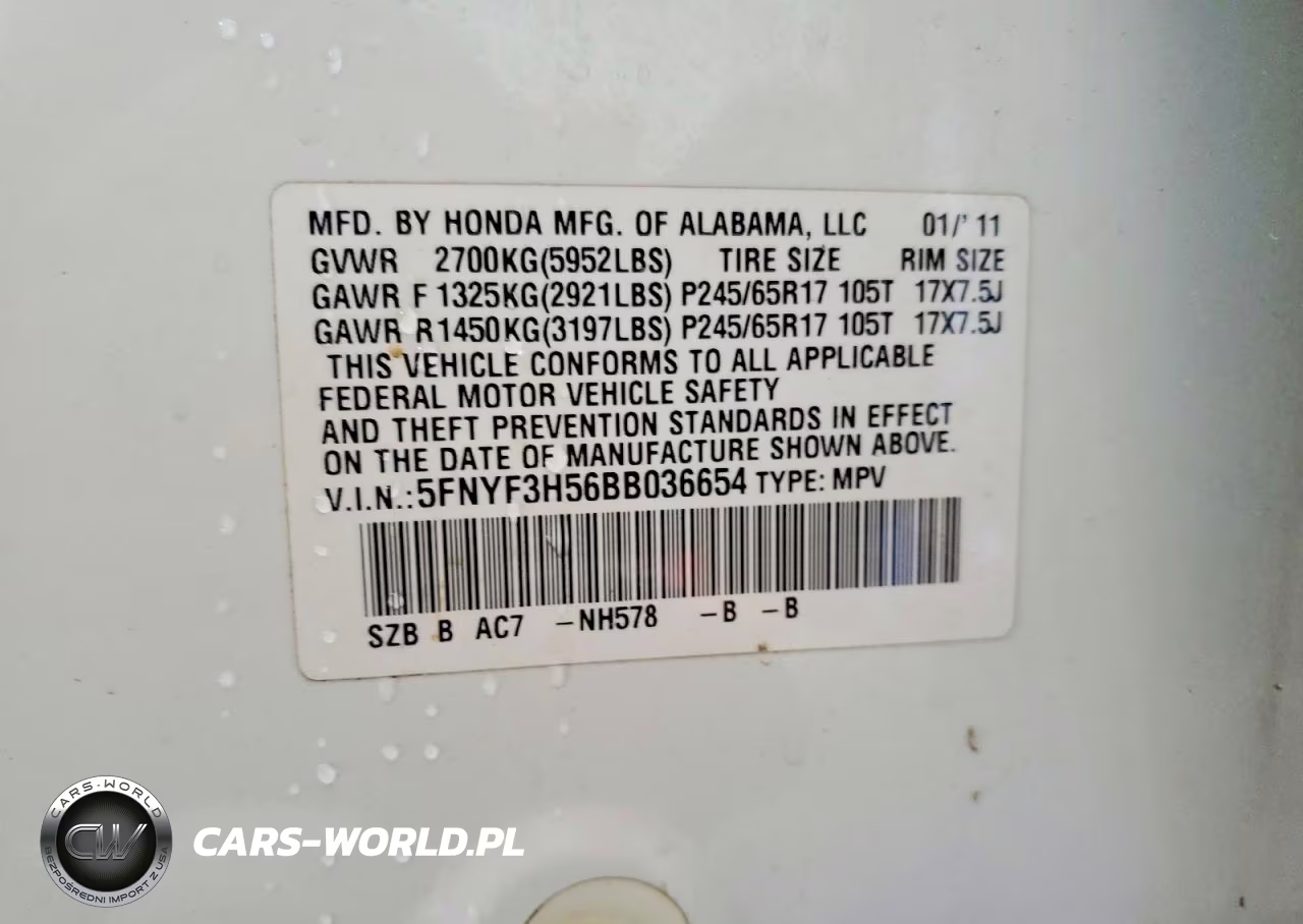 2011 Honda Pilot Exl VIN:5FNYF3H56BB036654 - 14