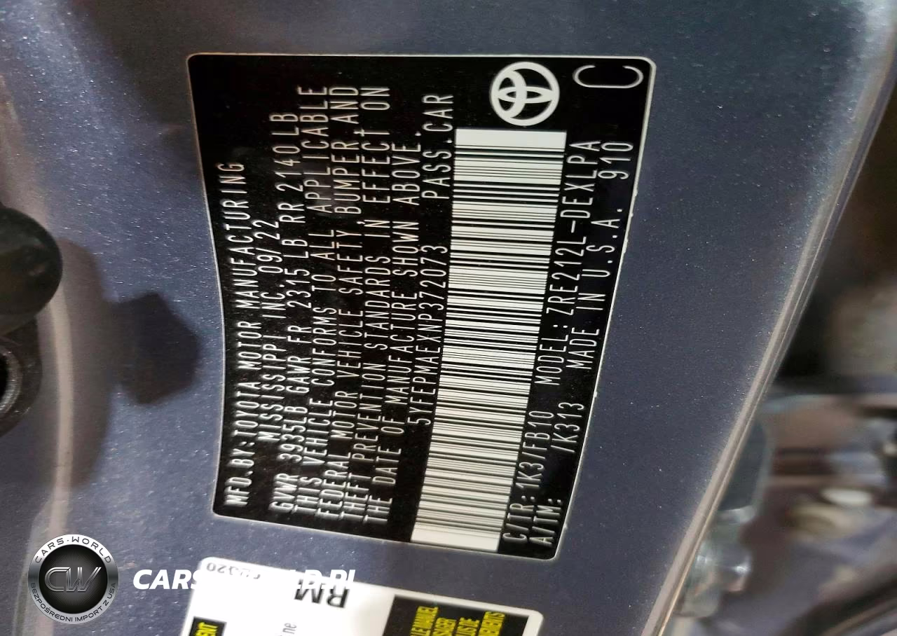 2022 Toyota Corolla Le VIN:5YFEPMAEXNP372073 - 12