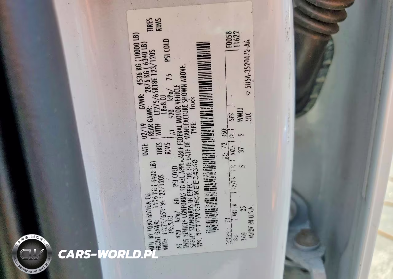 2019 Ford F250 Super Duty VIN:1FT7W2B60KEE34340 - 12