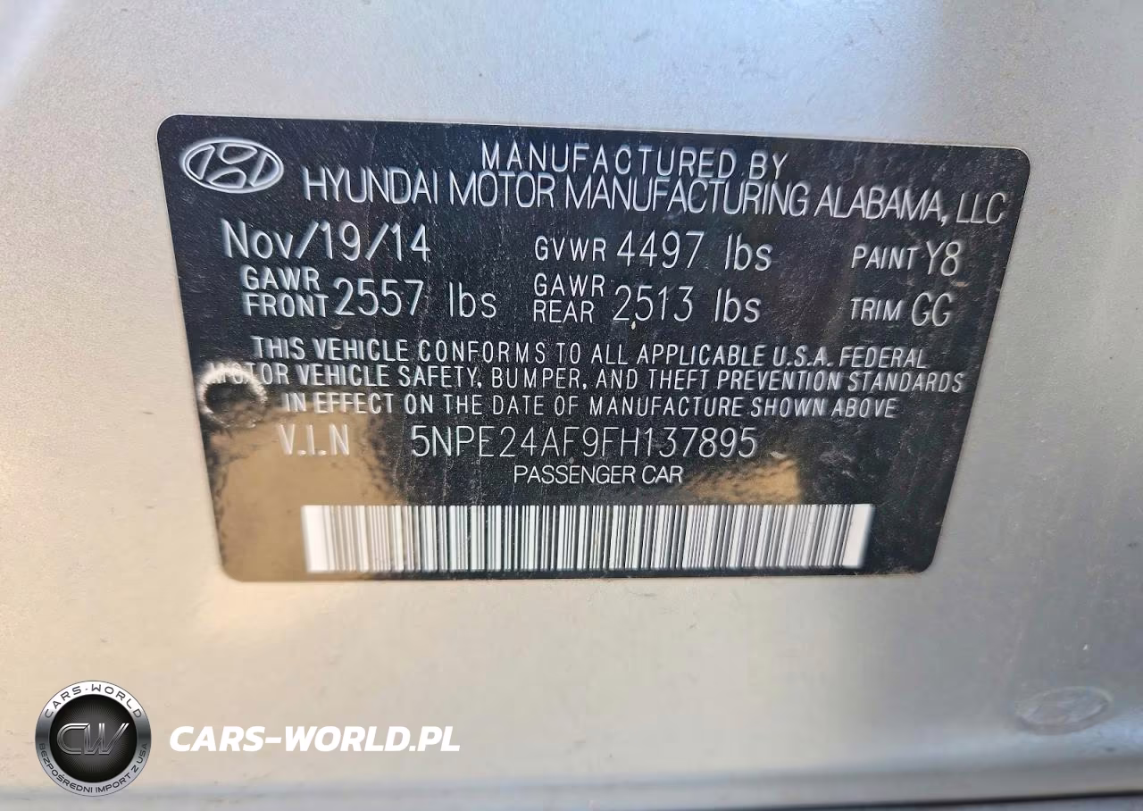 2015 Hyundai Sonata Se VIN:5NPE24AF9FH137895 - 12
