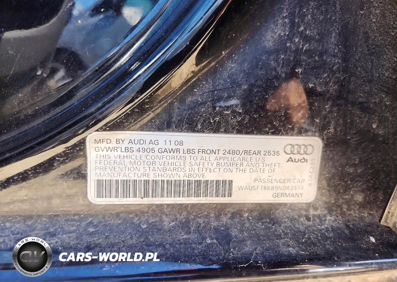 2009 Audi A4 Premium Plus VIN:WAUSF78K89N043374 - 13