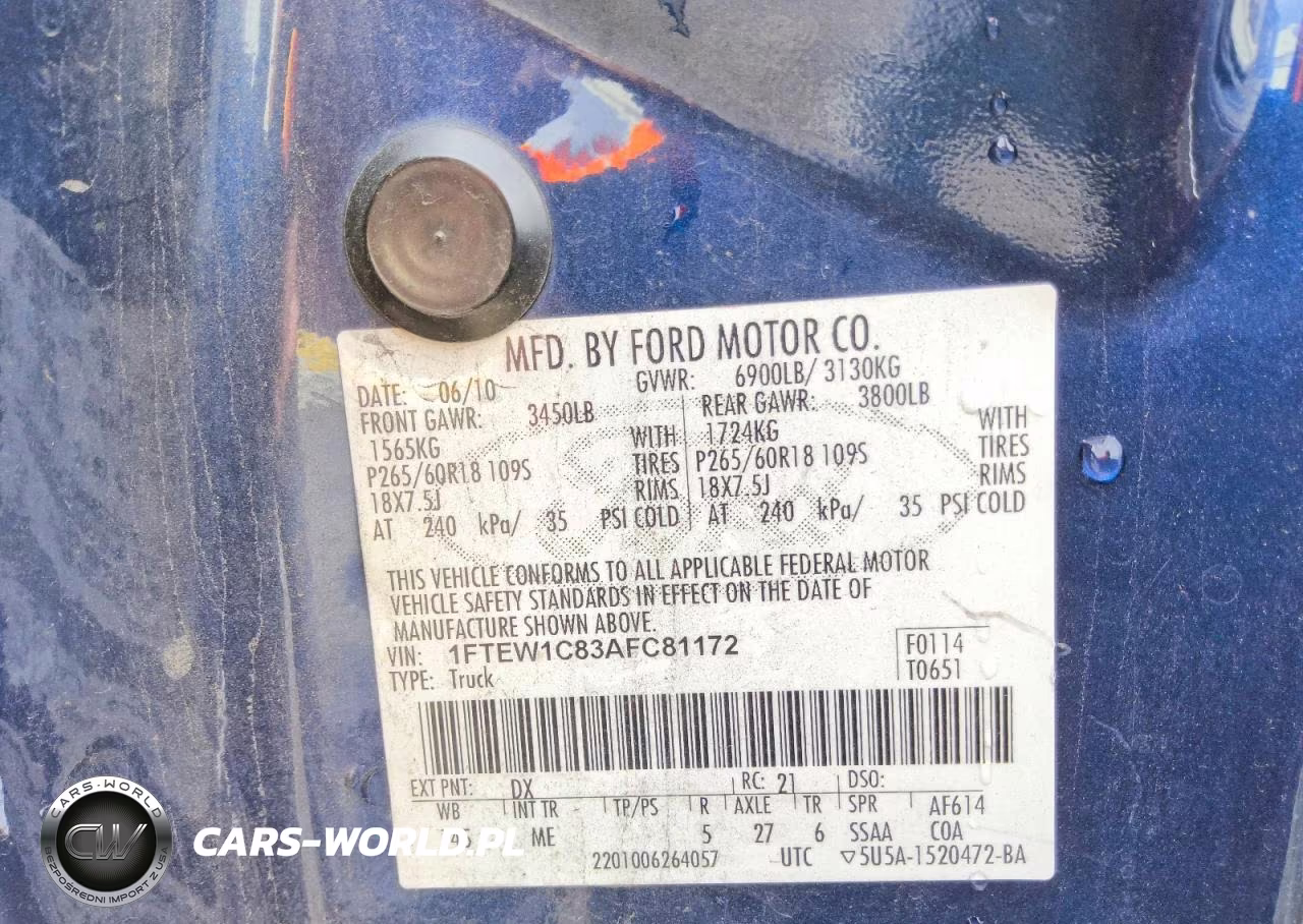 2010 Ford F150 Supercrew VIN:1FTEW1C83AFC81172 - 12