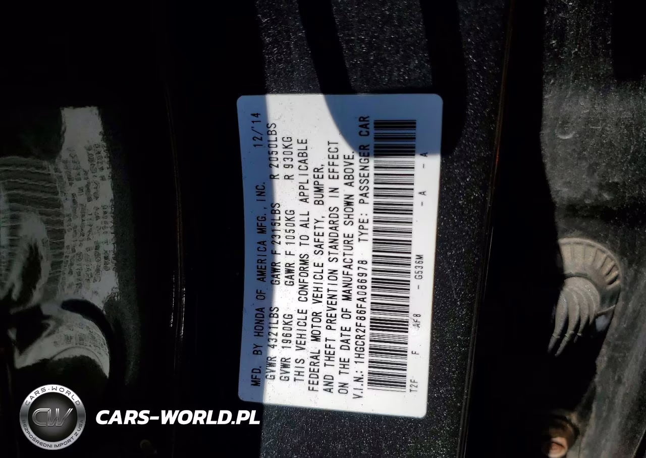 2015 Honda Accord Exl VIN:1HGCR2F86FA086978 - 12
