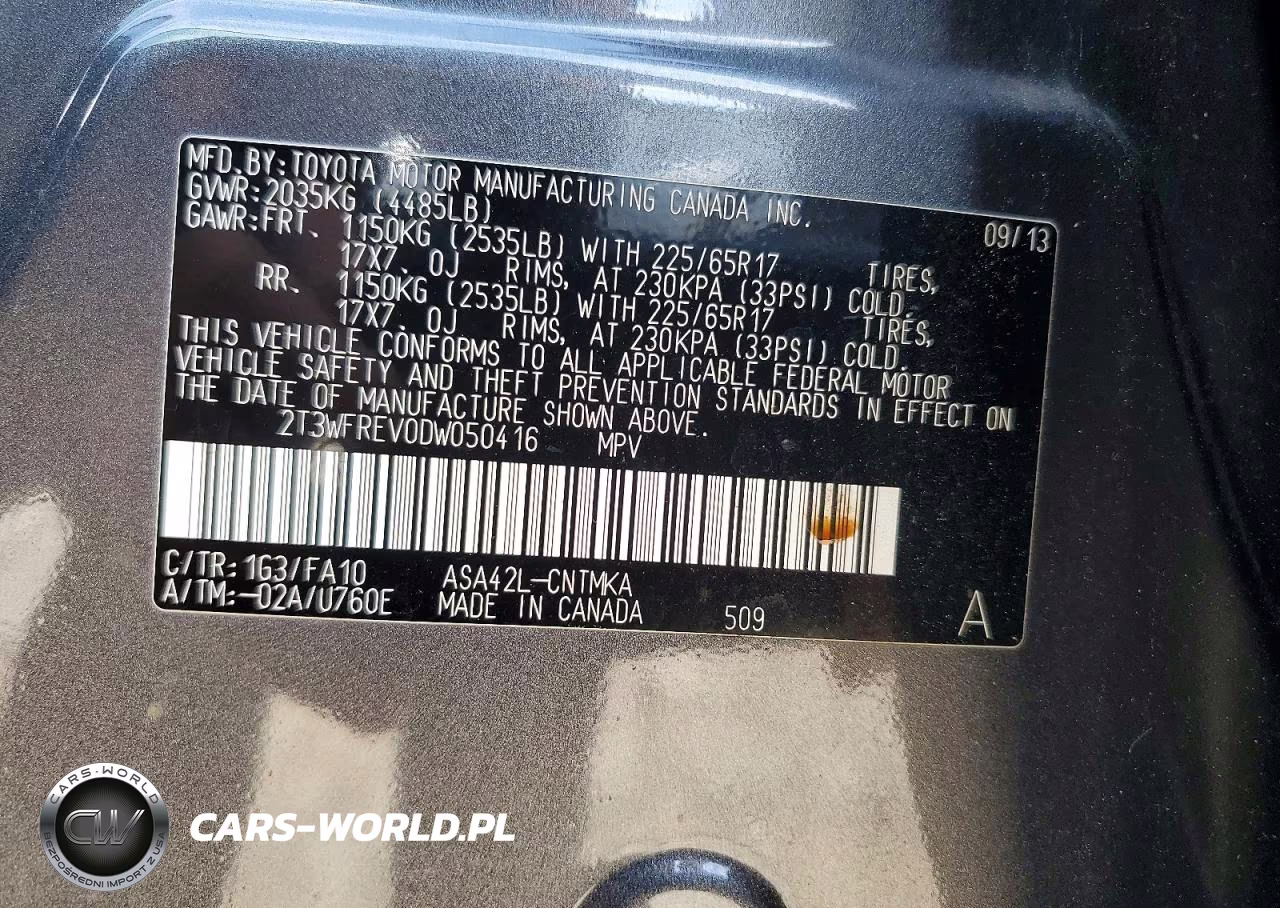 2013 Toyota Rav4 Xle VIN:2T3WFREV0DW050416 - 13