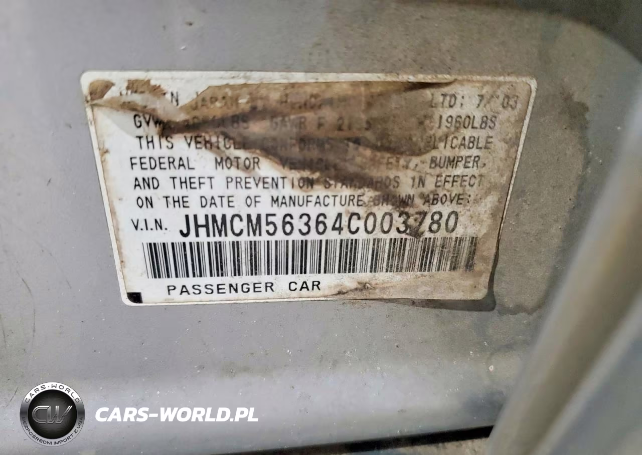 2004 Honda Accord Lx VIN:JHMCM56364C003780 - 13