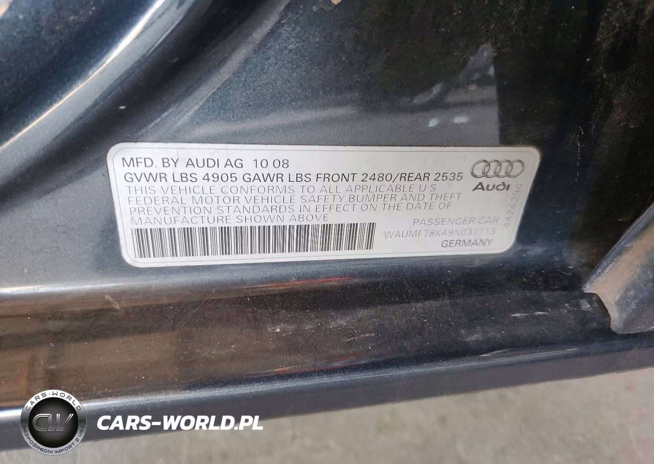 2009 Audi A4 Prestige VIN:WAUMF78K49N037113 - 12