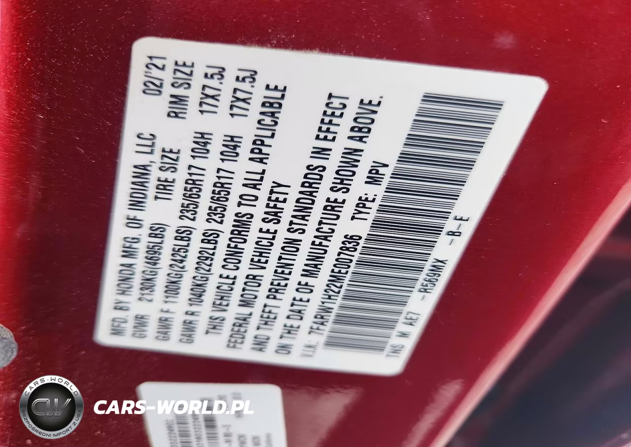 2021 Honda Cr-V Lx VIN:7FARW1H22ME007836 - 13