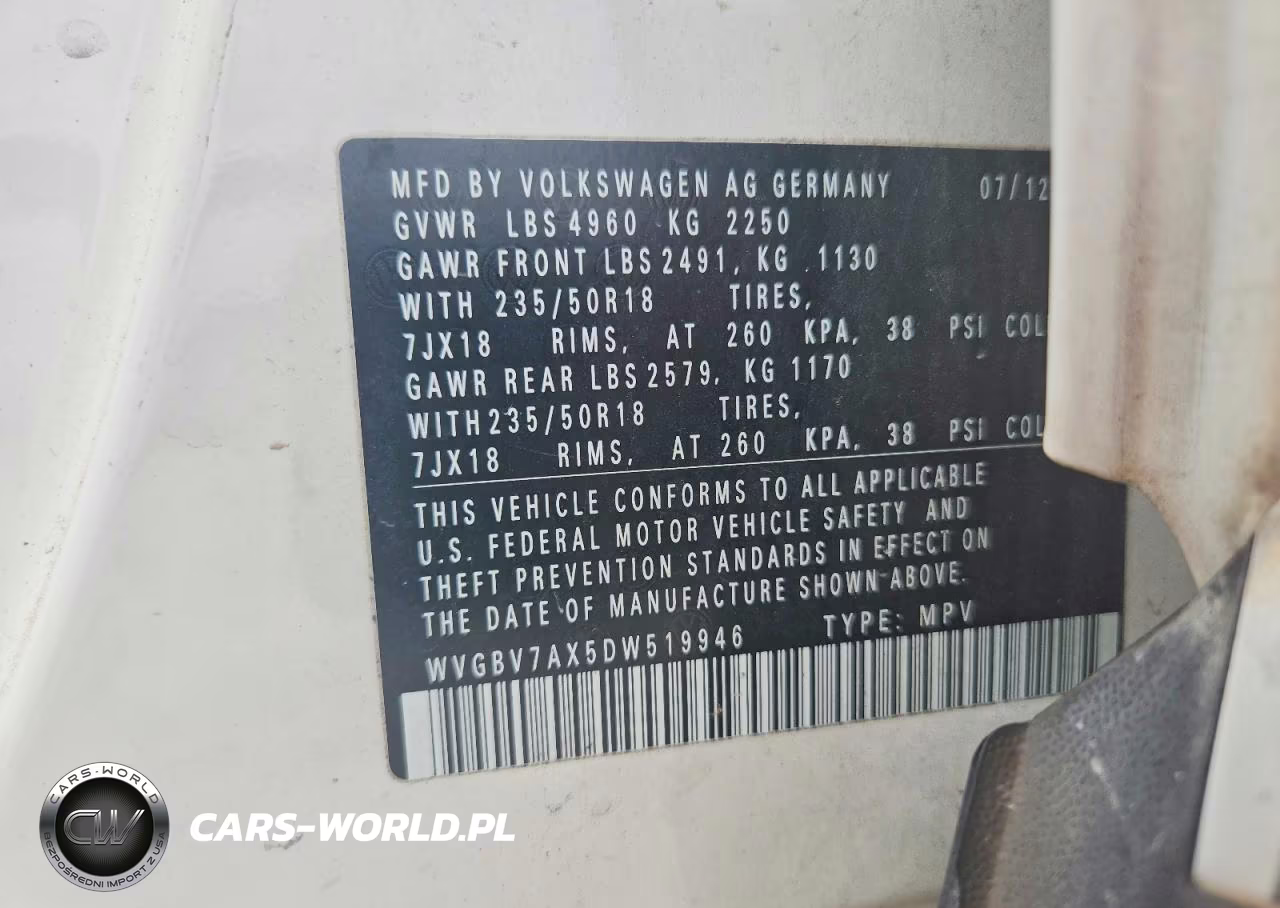 2013 Volkswagen Tiguan S VIN:WVGBV7AX5DW519946 - 13