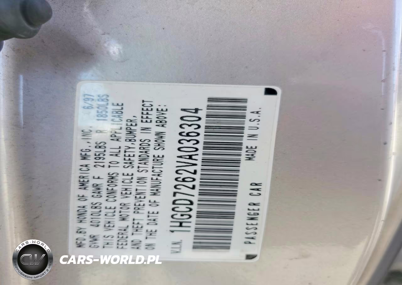 1997 Honda Accord Ex VIN:1HGCD7262VA036304 - 12