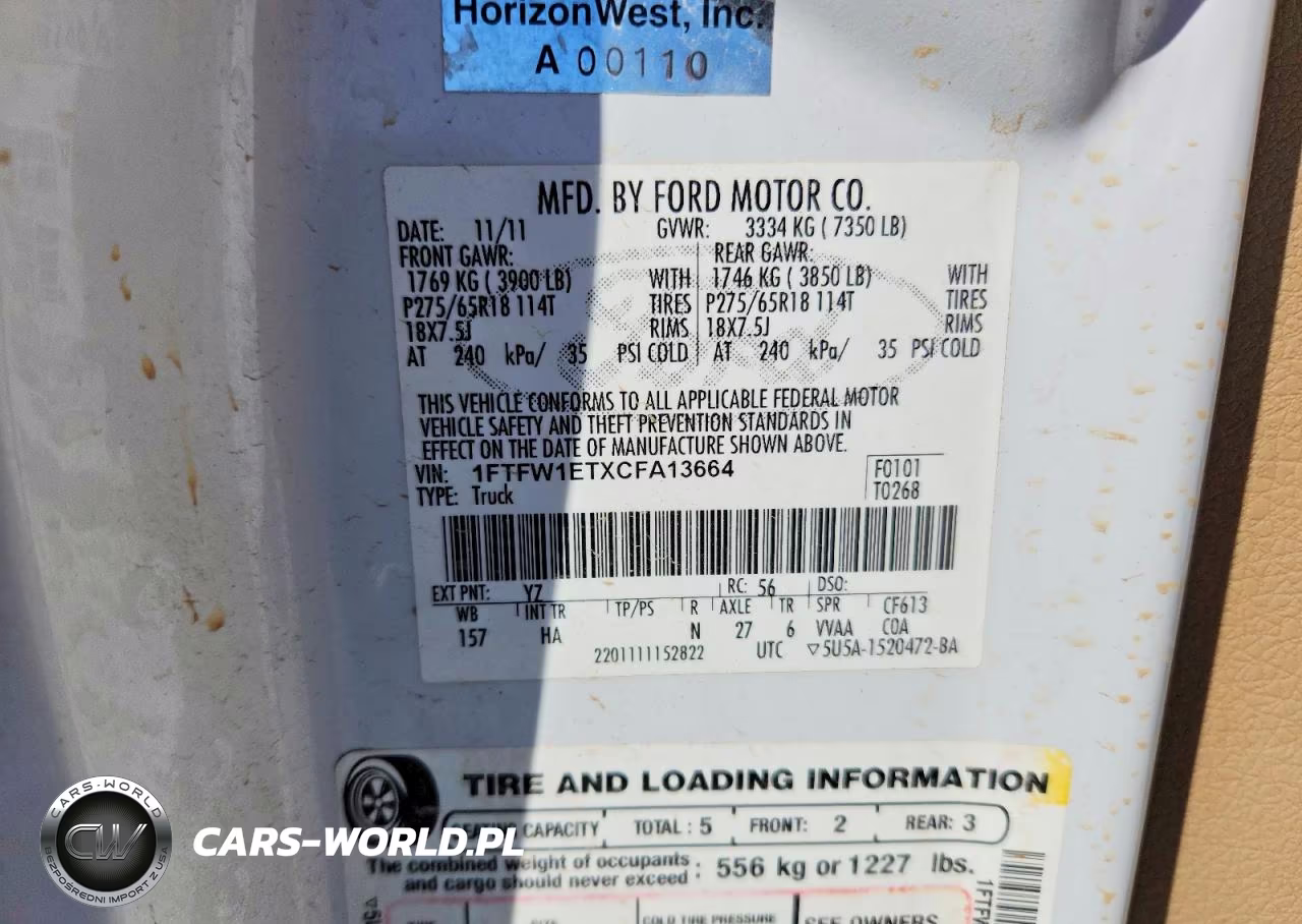 2012 Ford F150 Supercrew VIN:1FTFW1ETXCFA13664 - 12