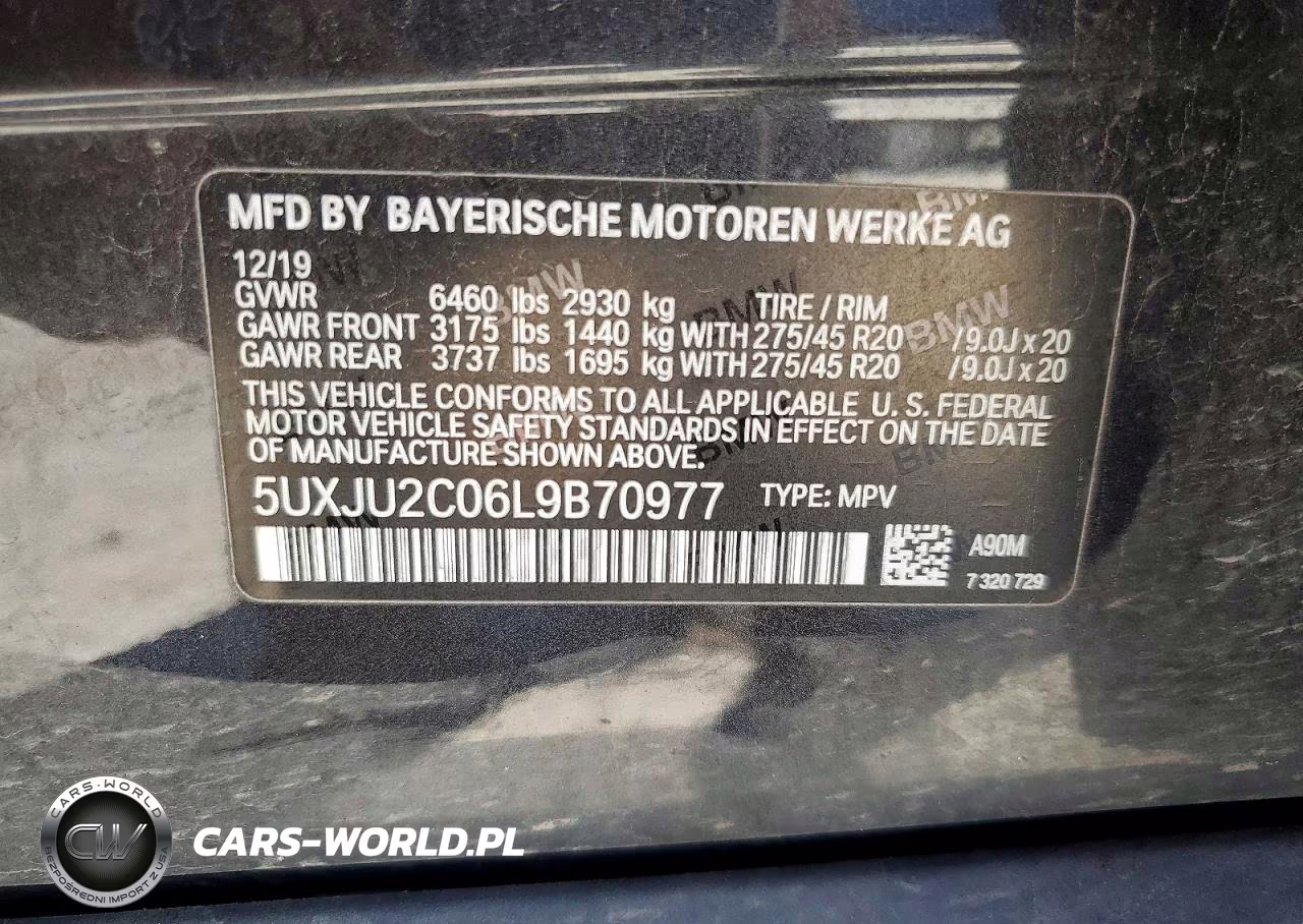 2020 BMW X5 xDrive50I VIN:5UXJU2C06L9B70977 - 13