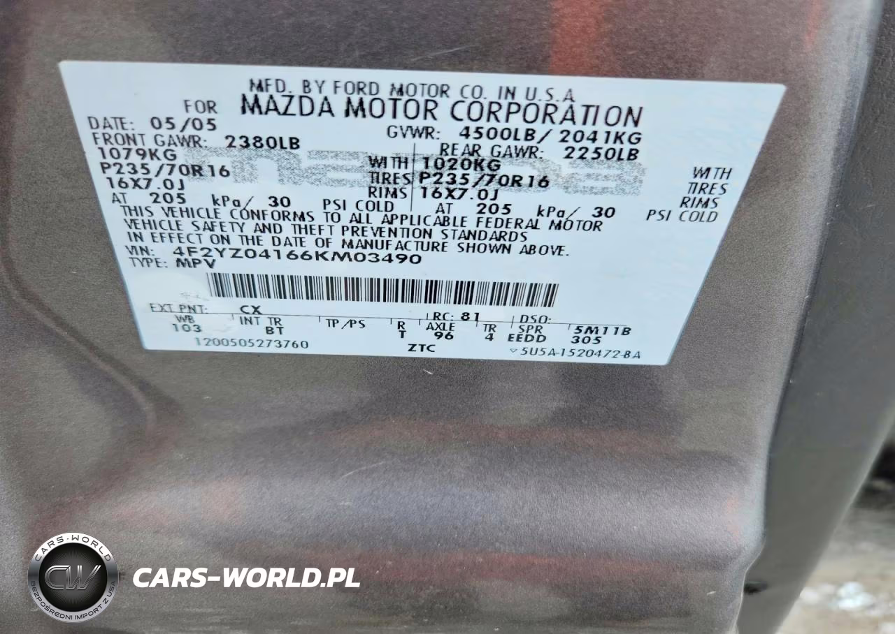 2006 Mazda Tribute S VIN:4F2YZ04166KM03490 - 13