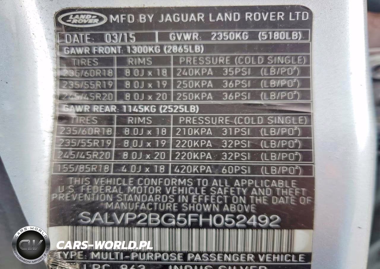 2015 Land Rover Range Rover Evoque Pure Plus VIN:SALVP2BG5FH052492 - 13