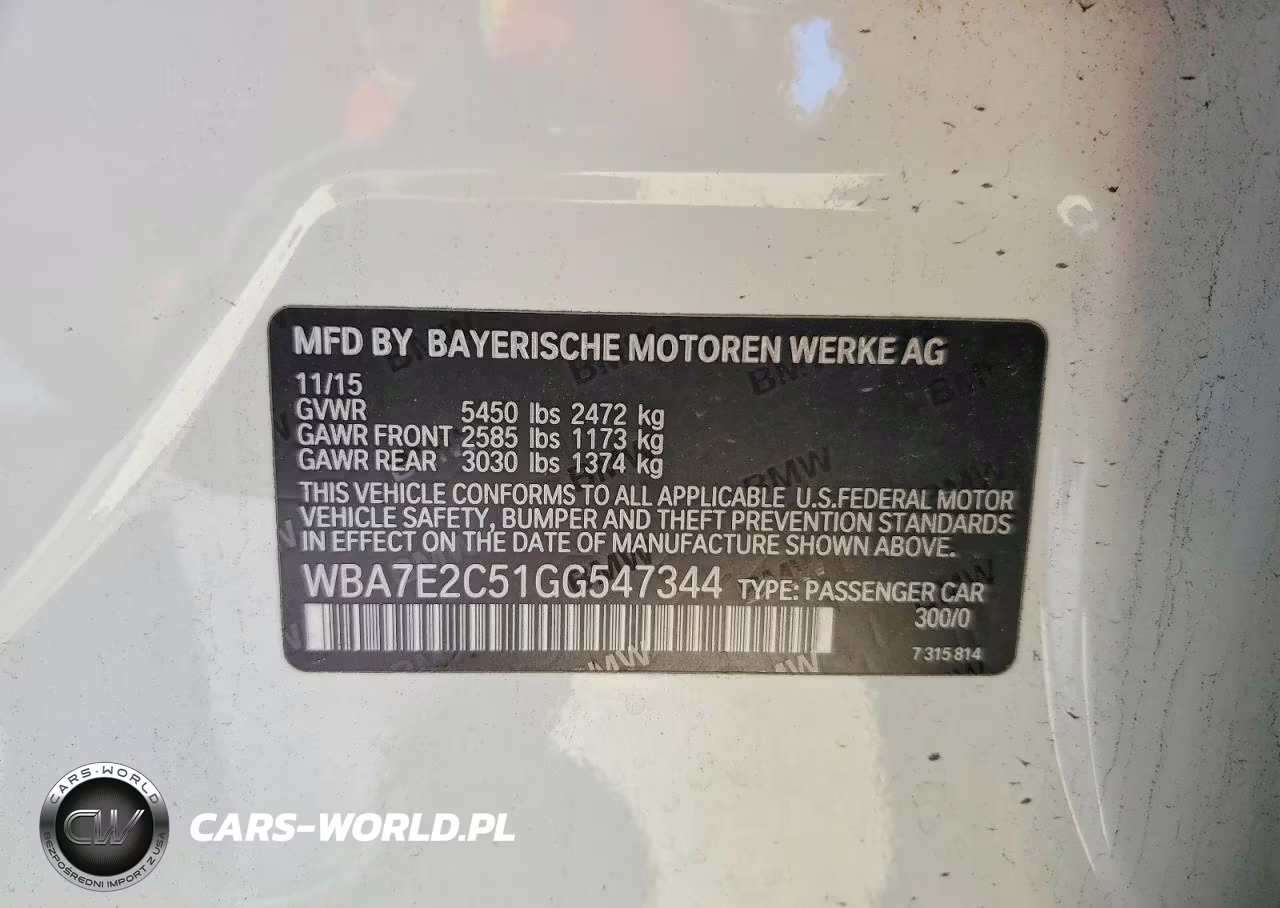 2016 BMW 740 I VIN:WBA7E2C51GG547344 - 12