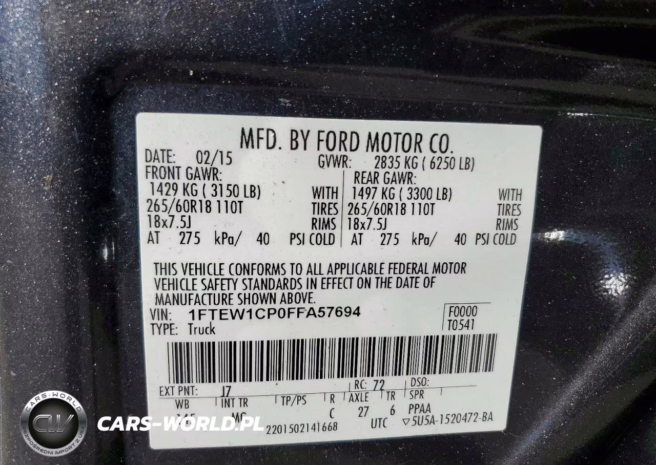 2015 Ford F150 Supercrew VIN:1FTEW1CP0FFA57694 - 12