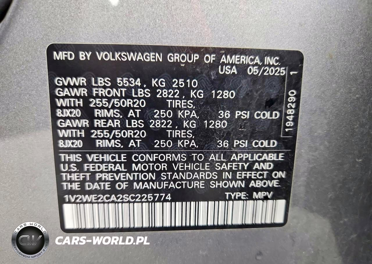 2025 Volkswagen Atlas Cross Sport Se VIN:1V2WE2CA2SC225774 - 12