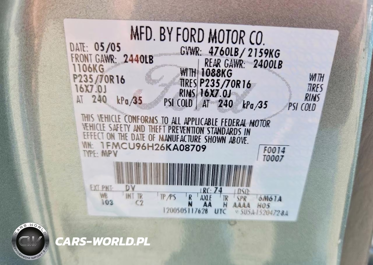 2006 Ford Escape Hev VIN:1FMCU96H26KA08709 - 13