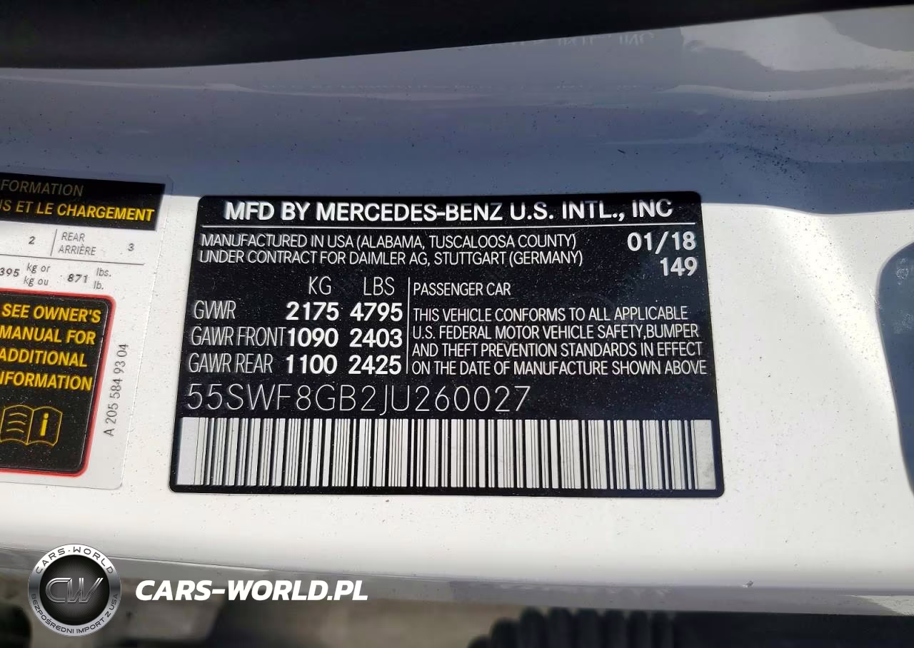 2018 Mercedes-Benz C 63 Amg VIN:55SWF8GB2JU260027 - 12