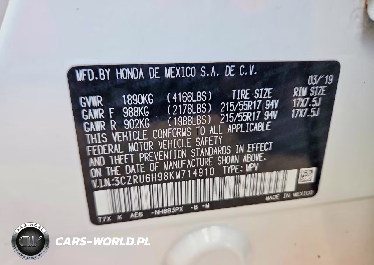 2019 Honda Hr-V Touring VIN:3CZRU6H98KM714910 - 12