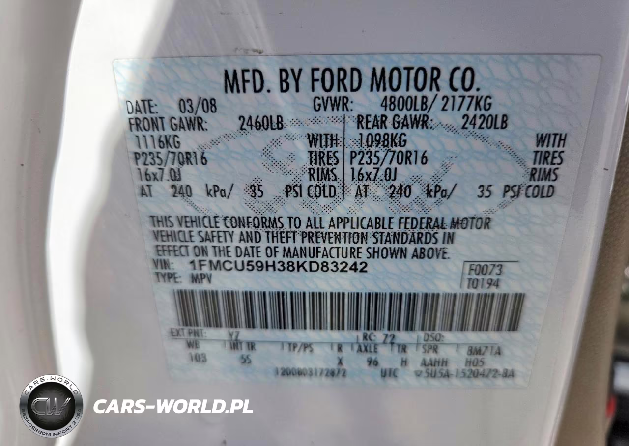 2008 Ford Escape Hev VIN:1FMCU59H38KD83242 - 12