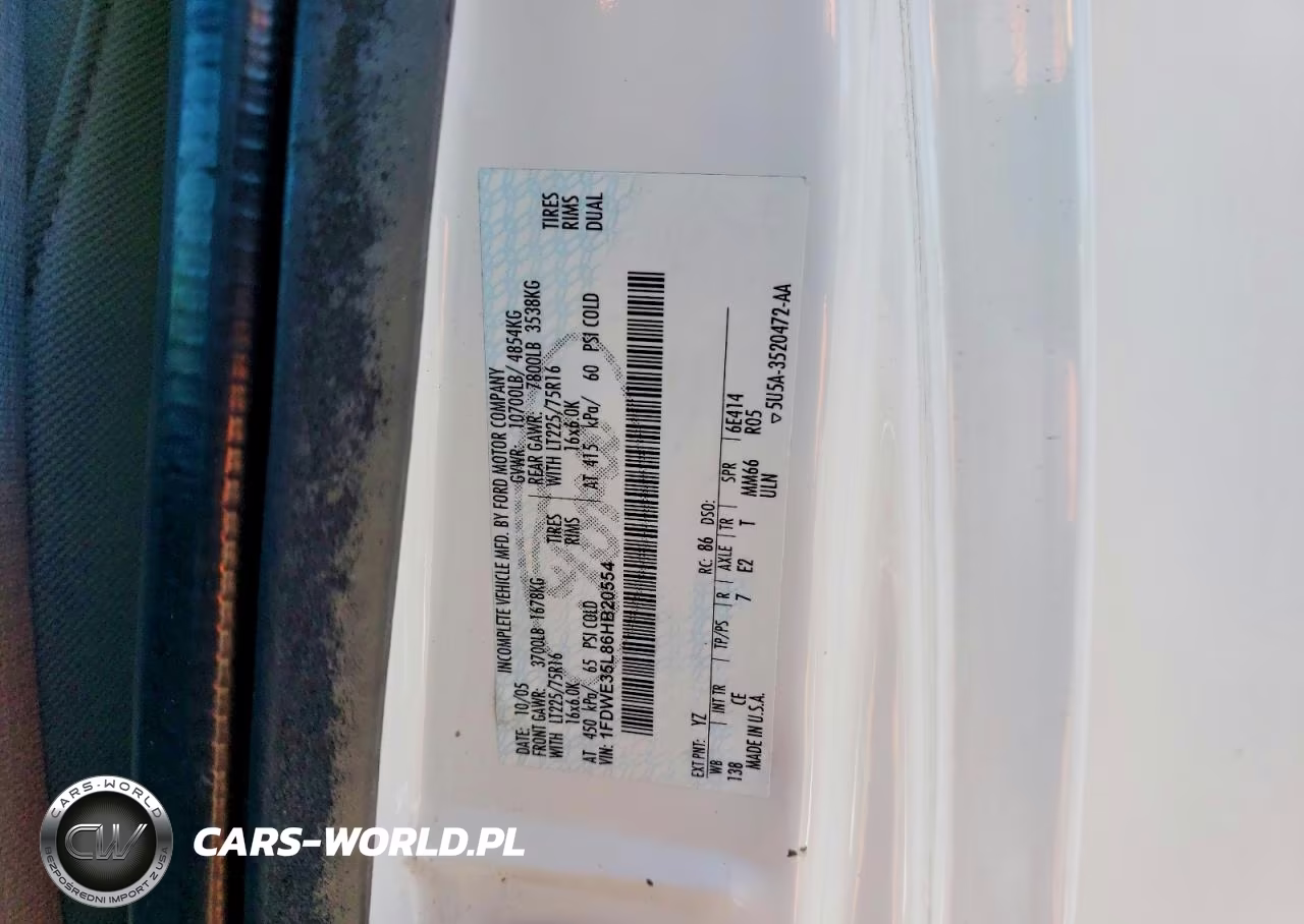 2006 Ford Econoline E350 Super Duty Cutaway Van VIN:1FDWE35L86HB20554 - 12