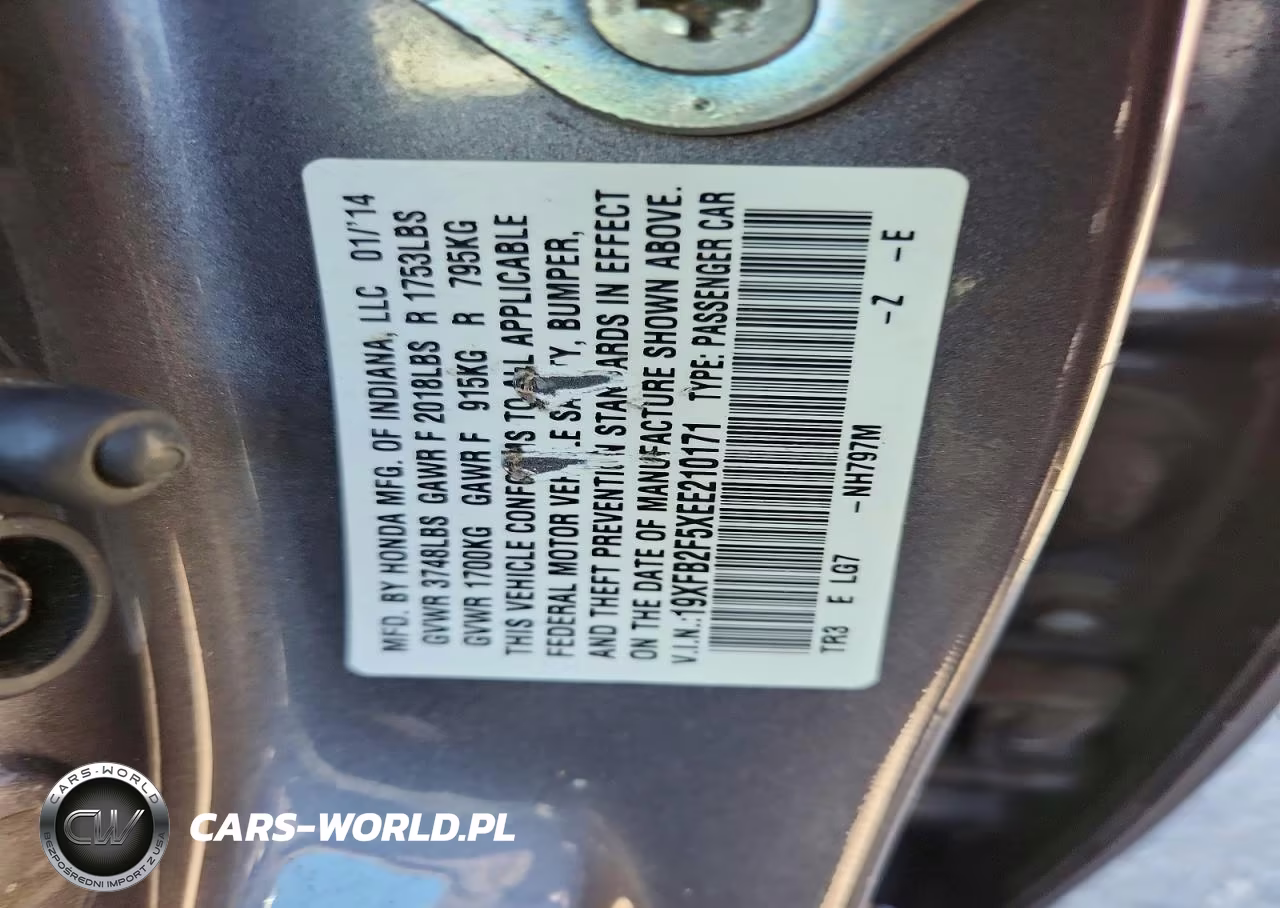 2014 Honda Civic Lx VIN:19XFB2F5XEE210171 - 12