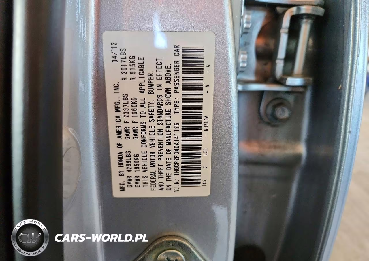 2012 Honda Accord Lx VIN:1HGCP2F34CA141126 - 12