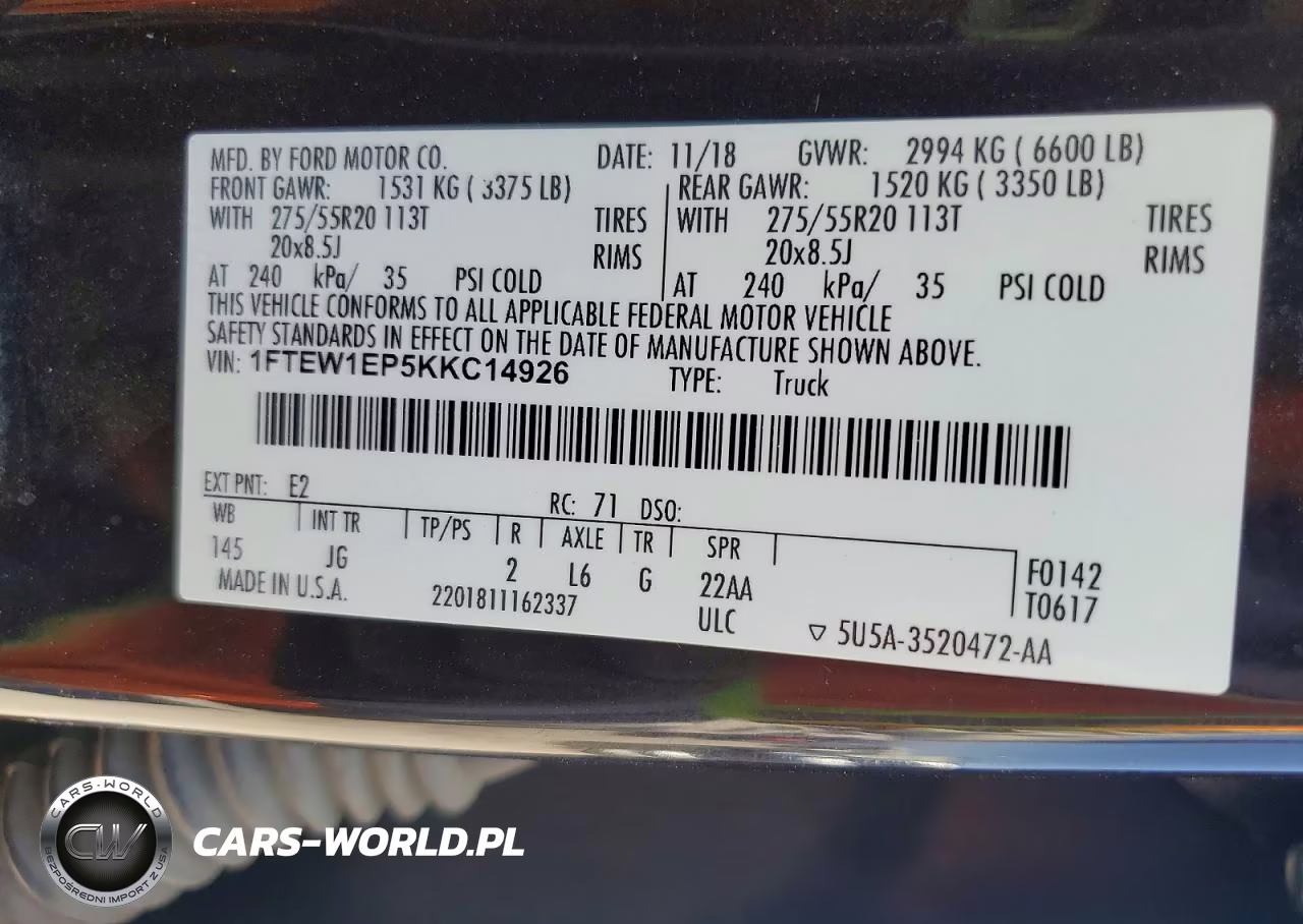 2019 Ford F150 Supercrew VIN:1FTEW1EP5KKC14926 - 13