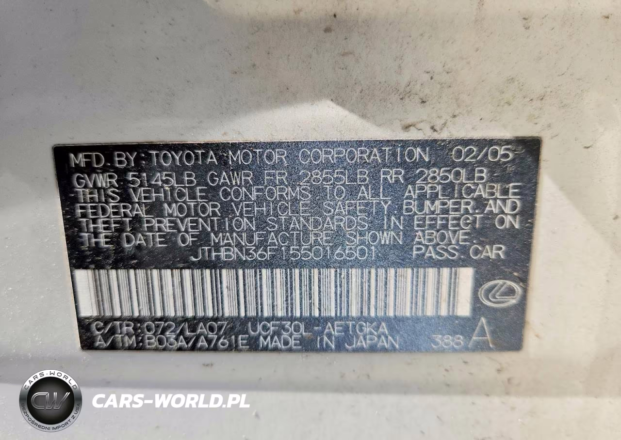 2005 Lexus Ls 430 VIN:JTHBN36F155016501 - 13