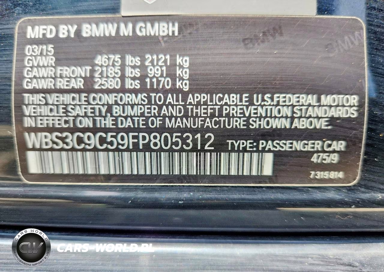 2015 BMW M3 VIN:WBS3C9C59FP805312 - 12