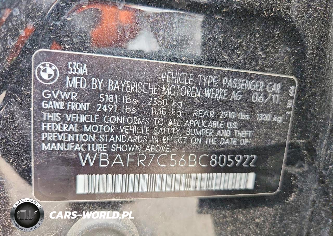 2011 BMW 535 I VIN:WBAFR7C56BC805922 - 13