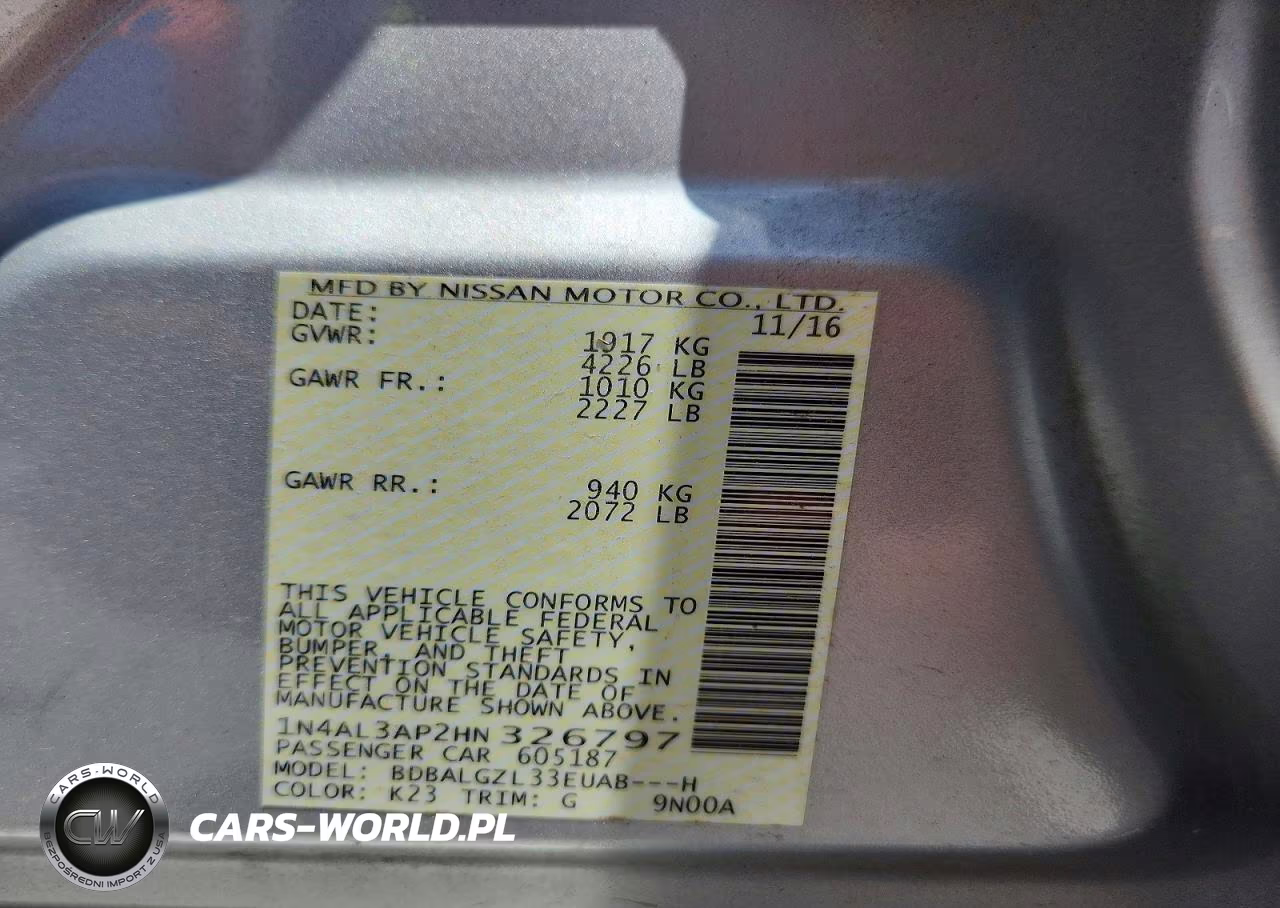 2017 Nissan Altima 2.5 S VIN:1N4AL3AP2HN326797 - 13
