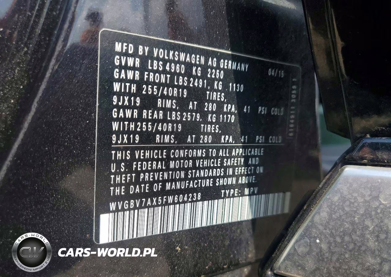 2015 Volkswagen Tiguan S VIN:WVGBV7AX5FW604238 - 13