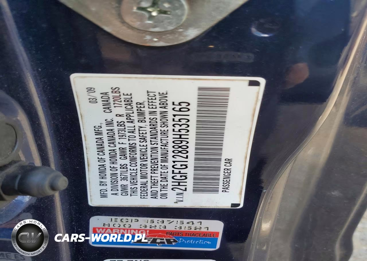 2009 Honda Civic Ex VIN:2HGFG12889H535165 - 12