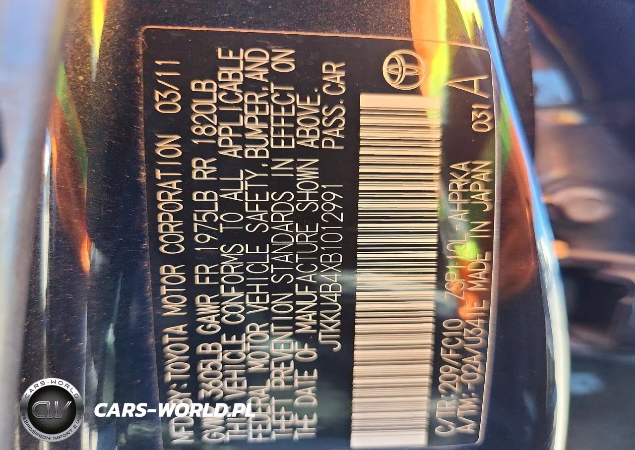 2011 Scion Xd Base VIN:JTKKU4B4XB1012991 - 12