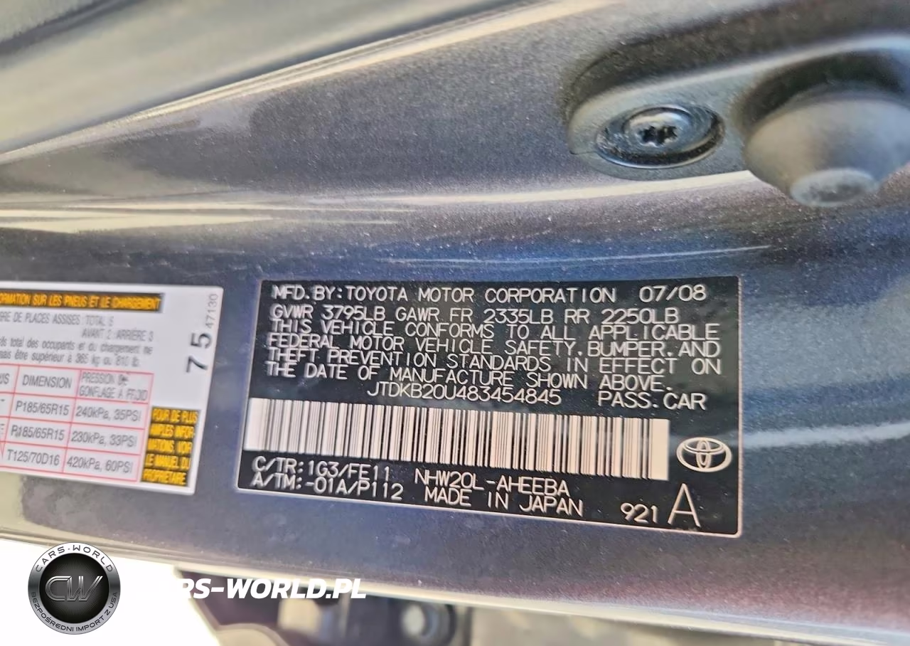 2008 Toyota Prius Base VIN:JTDKB20U483454845 - 12